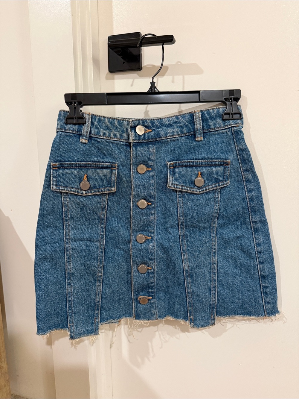 Zara Blue Button-Front Denim Mini Skirt